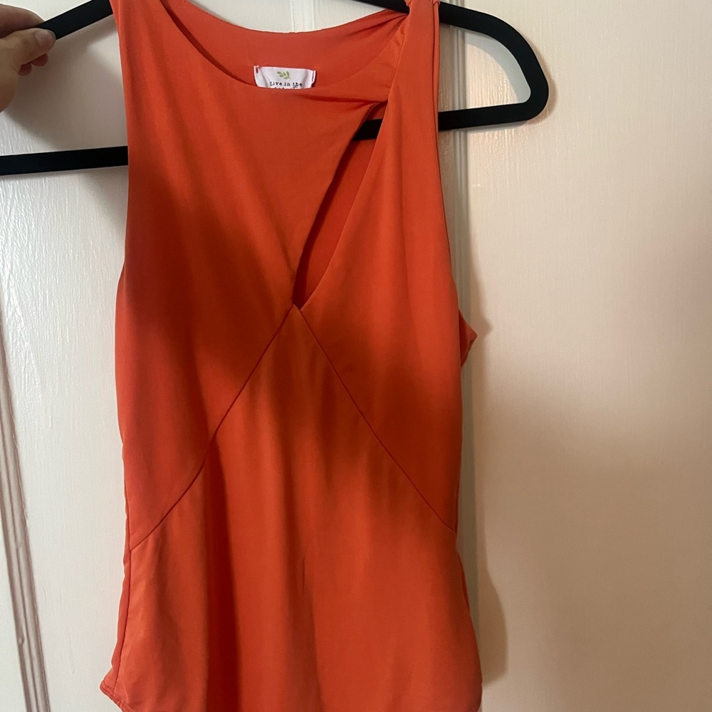 Free People Orange Asymmetrical Cutout Tank Bodysuit